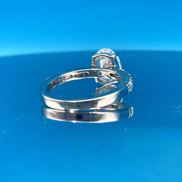 Pave Sterling Silver and Cubic Zirconia Engagement Ring - Picture 11 of 15